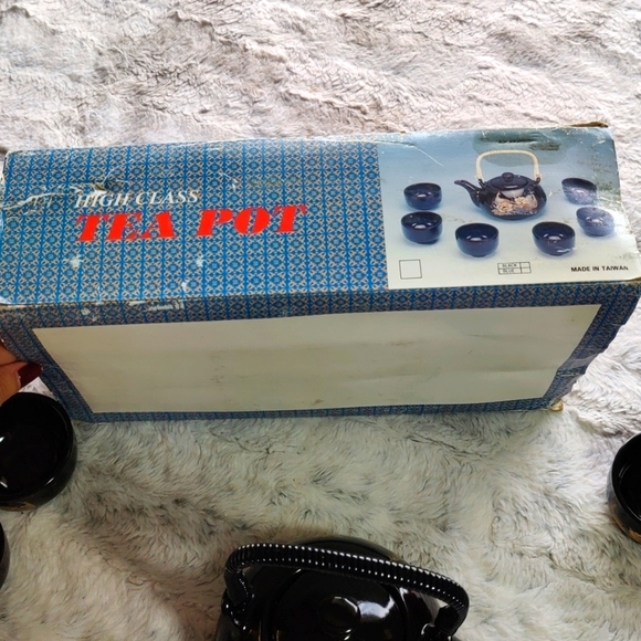 High Class Tea Pot Dining New Set Of 7 Tea Set Vintage Black And